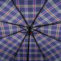 Зонт механический Шотландка плащевка, 8 лучей, д/купола 94см, 3 сложения, 24см в сложенном виде, пластмассовая ручка, фиолетово-зеленый, 210гр (Китай) - Домашняя мода фото 5