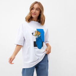 Футболка женская MINAKU: Exclusive print, белая, размер 44