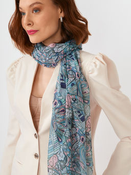 Большой, мягкий, тонкий и очень нежный двусторонний палантин с рисунком в стиле арт-деко - Tantino фото 7