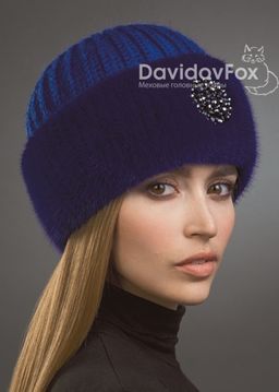 ВИДЕООБЗОР шапка Адель норка трикотаж индиго украшение