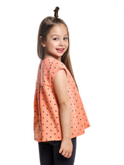 Комплект для девочки детский сад с лосинами UD 1624 персик горошек - Mini maxi фото 10