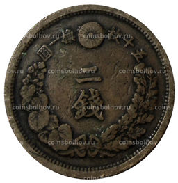 Монета 2 сена 1881 года Япония