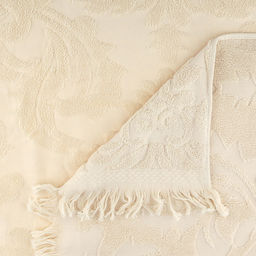 Полотенце махровое "Вензель" 90х180см, хлопок 100%, с бахромой, кремовый (Китай)