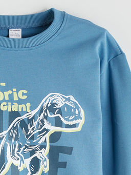 Bask?l? Erkek ?ocuk Sweatshirt ve E?ofman Alt 2li