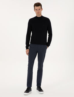 Lacivert Slim Fit Kanvas Pantolon