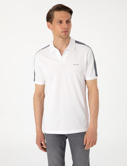 Koyu Gri Kol Detayl_ Slim Fit %100 Pamuk Apa_ Yaka Ti__rt