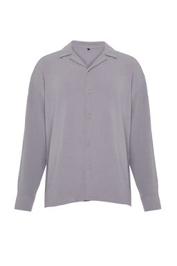 TRENDYOL MAN Beyaz Oversize Fit Apas Yaka Yazl?k Keten Gorunumlu Gomlek TMNSS23GO00053 - Trendyolmilla фото 74