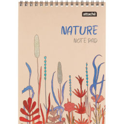 Блокнот А5 60л Attache Nature Beige flowers клет,65г,100%,греб,карт,ВД-лак  фото 2