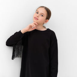 Платье для девочки чёрное прямое MINAKU: Casual Collection, рост 158 см