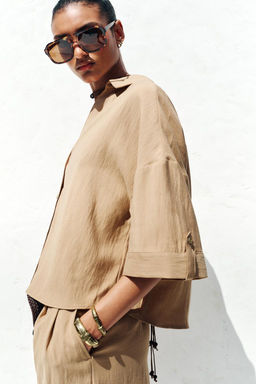 WIDE SHORT SLEEVE SHIRT - Zara фото 10