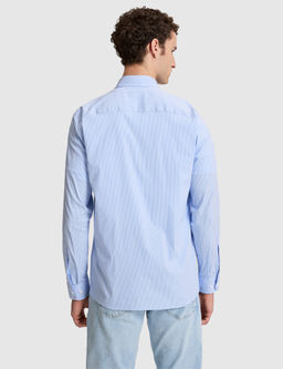 Mavi _izgili Slim Fit Uzunkollu G_mlek