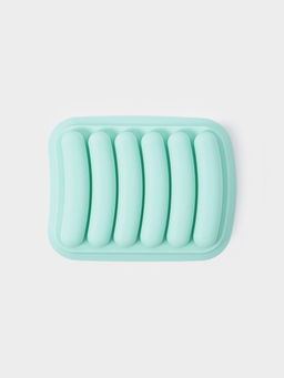 Форма для выпечки и приготовления сосисок Доляна, 6 ячеек, с крышкой, 17.5×13.5,2.8 см, силикон, бирюзовый