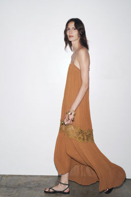 ZW COLLECTION CRINKLED EMBROIDERED DRESS - Zara фото 12