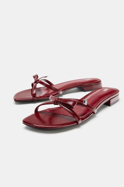 SANDALIA PLANA DETALLE LAZO / Rojo - Zara фото 3