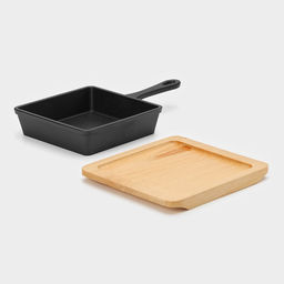 Сковорода Magma «Ханой», 23×13.5×3.5 см, на деревянной подставке, индукция, чугун, чёрная