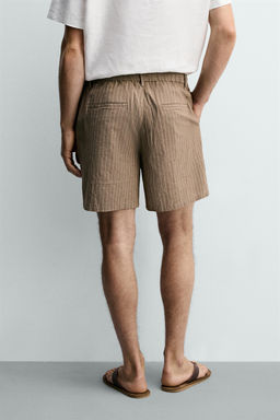 BERMUDA RELAXED FIT ALGOD?N - LINO / Marr?n / Crudo - Zara фото 3