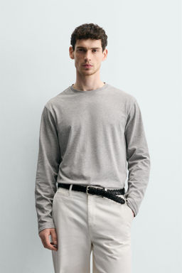 CAMISETA MEDIUM WEIGHT MANGA LARGA / Gris vigor? - Zara фото 2