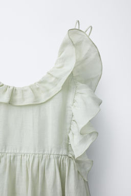 VESTIDO VOLANTES 100% RAMIO / Verde pastel - Zara фото 4