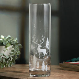 Ваза для цветов стекло новогодняя «Олень», прозрачная, высота 26.3 см