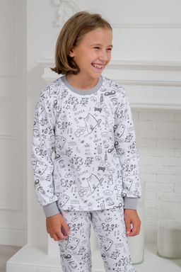 Пижама детская из интерлока Потешка котик серый - Амадэль фото 7