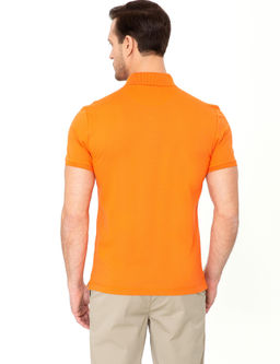 Turuncu Polo Yaka Slim Fit Basic Merserize T-shirt
