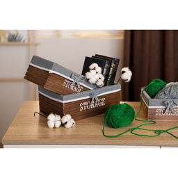 Корзина для хранения Доляна Storage, 232311 см, дерево, большая, цвет коричневый, серый  фото 8