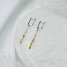 Серьги длинные из натурального Циркона