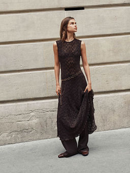 Bisiklet Yaka Dantelli Elbise