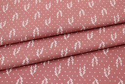 Теплый хлопок Набойка-веточки с горошком цв.св.кораллово-брусничный, ш.1.48м, хл-100%, 160гр/м.кв - Купава фото 6