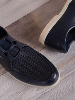 Легкие мега удобные слиперы/ Лоферы мужские стильные 134-02-L1 Темно-синий - Piniolo фото 4