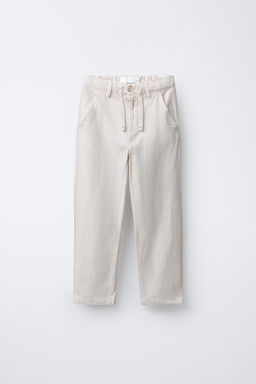 COTTON AND LINEN STRAIGHT-LEG TROUSERS - Zara фото 6