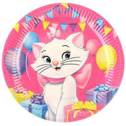 Цена за 10 шт. Тарелка бумажная, Кошечка Мари, 23 см