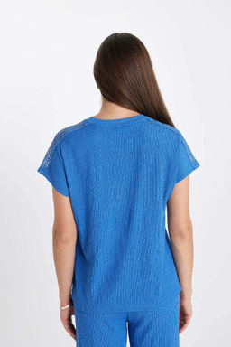 Футболка с круглым вырезом и короткими рукавами - Defacto фото 9