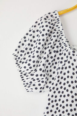 Siyah K?z Cocuk Puantiye Desenli K?sa Kol Bayraml?k Orme Elbise TKDSS24EL00007 - Trendyolmilla фото 2