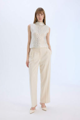 Wide Leg Yuksek Bel Genis Duz Paca Pensli Flanel Pantolon - Defacto фото 3