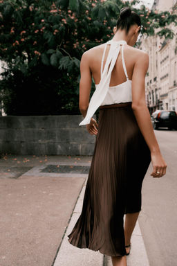 PLEATED COMBINED MIDI DRESS - Zara фото 16