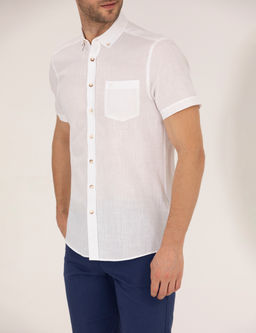 Beyaz Regular Fit K_sa Kollu G_mlek