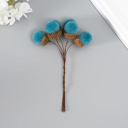Цветы для декорирования «Жёлудь», голубой, 1 букет= 6 веточек, d=2 см, 11 см