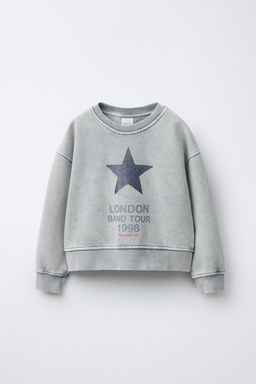 FADED-EFFECT SWEATSHIRT WITH SHINY STAR