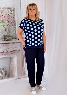 Футболка Красотка горох голубой