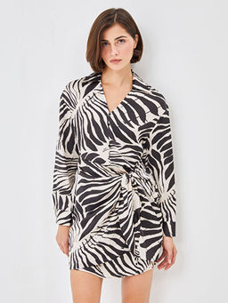 G?mlek Yaka Desenli Elbise