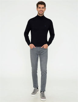 Lacivert Slim Fit Bal_k__ Yaka Basic Triko Kazak - Pierre cardin фото 5