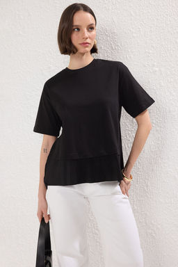 Bordo Oversize/Genis Kal?p Pilise Detayl? Orme Bluz TWOSS25BZ00466 - Trendyolmilla фото 5