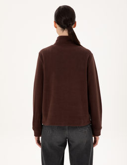 Kahverengi Comfort Fit Fermuarl_ Polar Sweatshirt