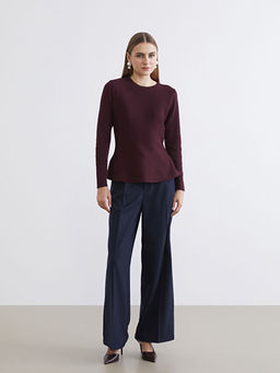 Bisiklet Yaka Peplum Kad?n Triko Kazak