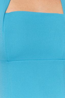 Mavi Vucuda Oturan Boyundan Baglamal? Mini Dokuma Elbise TWOSS23EL01724