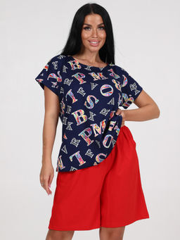 791 ПИЖАМА ЖЕНСКАЯ (шорты) (Т.синий/красный) - А-дина фото 3