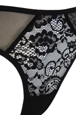 TRENDYOLMILLA Siyah Dantelli Tul ve Fiyonk Detayl? Tanga Orme Kulot THMSS24KU00037  фото 9