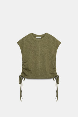 CAMISETA R?STICA FRUNCES / Khaki - Zara фото 2