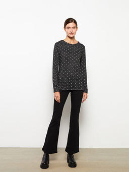 Bisiklet Yaka Puantiyeli Uzun Kollu Kad?n Body